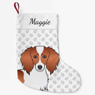 Red Piebald Long Hair Dachshund Cartoon Dog Head Kleine Kerstsok