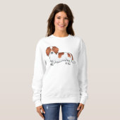 Red Piebald Long Hair Dachshund Cute Cartoon Dog Trui (Voorkant volledig)