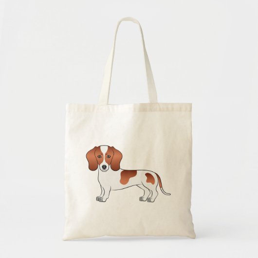 Red Piebald Short Hair Dachshund Cute Cartoon Dog Tote Bag (Voorkant)