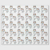 Red Piebald Siberian Husky Cute Dog Pattern Cadeaupapier (Vlak)