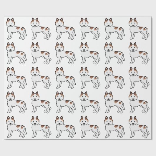 Red Piebald Siberian Husky Cute Dog Pattern Cadeaupapier (Vlak)