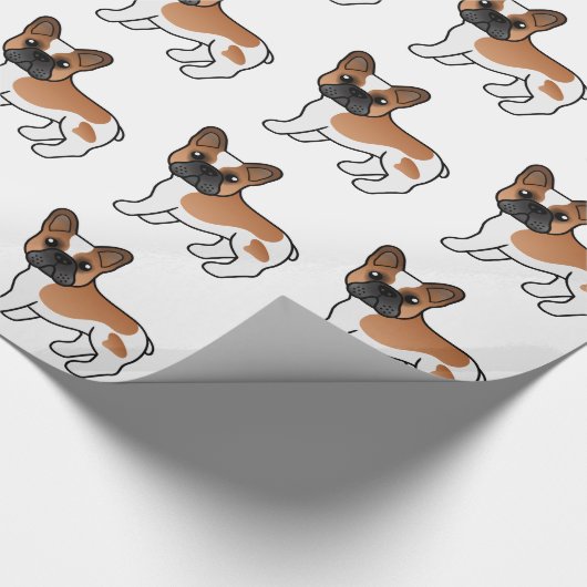 Red Pied French Bulldog Cute Cartoon Dog Pattern Cadeaupapier (Hoek)