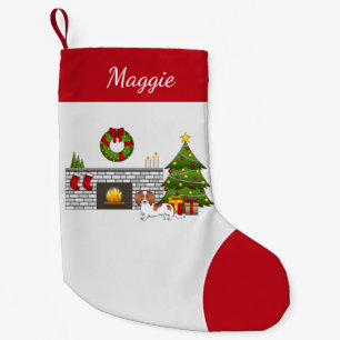 Red Pied Long Hair Dachshund Dog - Kerstkamer Kleine Kerstsok