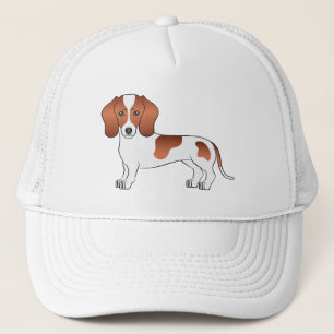 Red Pied Short Hair Dachshund Cute Cartoon Dog Trucker Pet