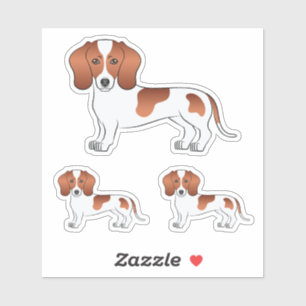 Red Pied Short Hair Dachshund Dog Tekeningen Sticker