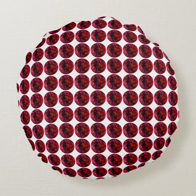 Red Pillow, Ruby Sierkussen, Round Pillow Rond Kussen (Achterkant)