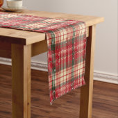 Red & Pine Green Holiday Plaid Table Runner Lange Tafelloper (Voorbeeld)