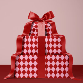 Red & Pink Argyle Christmas Wrapping Paper Cadeaupapier