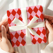 Red Pink Argyle Wrapping Paper Cadeaupapier