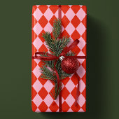 Red Pink Argyle Wrapping Paper Cadeaupapier