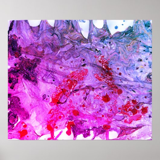 Red Pink Blue Paars Modern Abstract Art Trendy Poster (Voorkant)