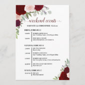 Red & Pink Boho Roses Wedding Events & Timeline Programma (Voorkant)