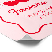 Red Pink Bow Cherry Baby shower Favoriet Poster (Hoek)