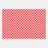 Red Pink Checkered Pattern Inpakpapier Vel (Voorkant)