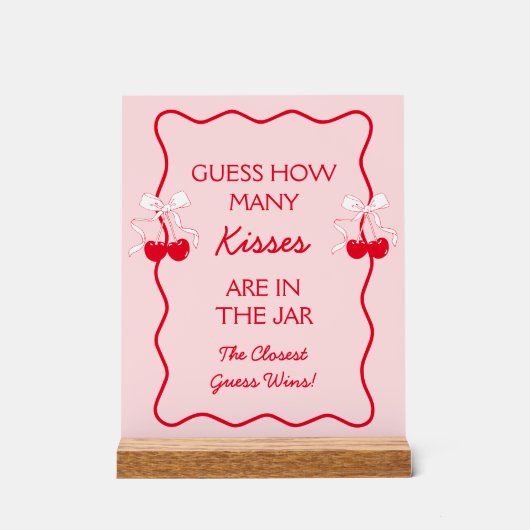 Red Pink Devinez combien de baisers Fête des marié (Recto)
