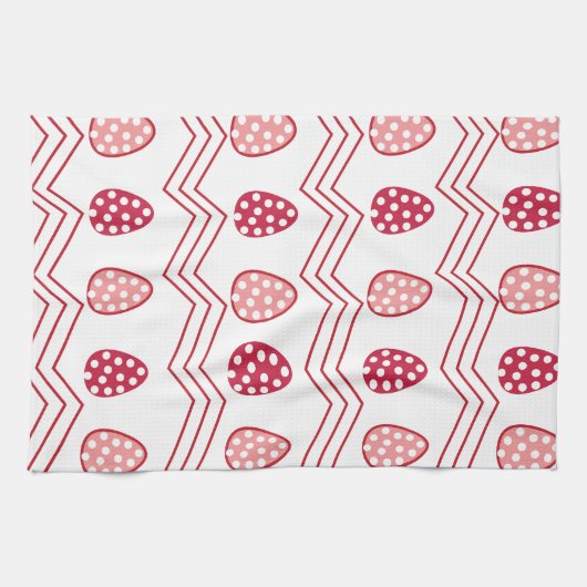 Red Pink Easter Eggs Easter Pattern Theedoek (Horizontaal)