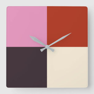 Red Pink Eggplant Ivory Vierkante Klok