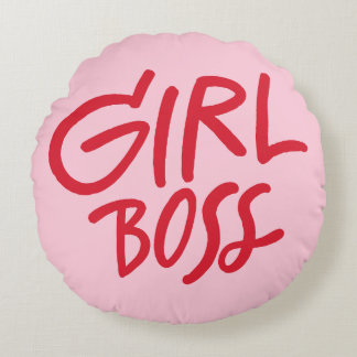 Red & Pink Feminine Girl Boss Bold Typography  Rond Kussen