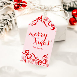 Red Pink Girly Coquette Christmas Cadeaulabel