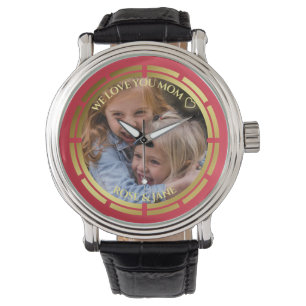 Red Pink Gold Lijst Love Message Horloge