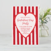 Red Pink Hand Drawn Heart Frame Galentine's Party Kaart (Staand voorkant)