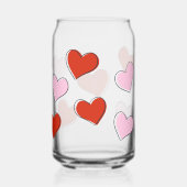 Red & Pink Hand Drawn Hearts Can Glass (Verso)