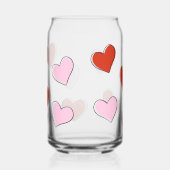 Red & Pink Hand Drawn Hearts Can Glass (Droite)
