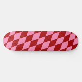 Red Pink Harlequin Checkered Design  Skateboard (Horizontaal)
