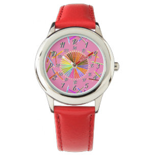 Red Pink Heart Color Wheel Watch Horloge