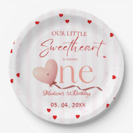 Red Pink Heart Valentine's Day Sweetheart Birthday Papieren Bordje