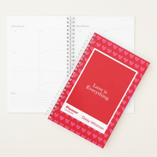 Red & Pink Hearts Block Quote | Fully Customizable Planner (Display)