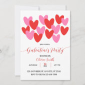 RED PINK HEARTS GALENTINES DAY PARTY INVITATION (Devant)