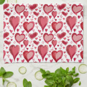 Red Pink Hearts Pattern Drawing Valentijn Day Theedoek (Gevouwen)