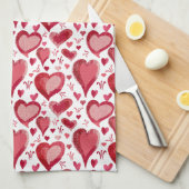 Red Pink Hearts Pattern Drawing Valentijn Day Theedoek (Quarter Fold)