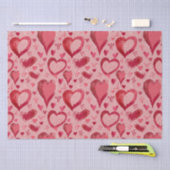 Red Pink Hearts Pattern Drawing Valentijn Day Tissuepapier (Craft)