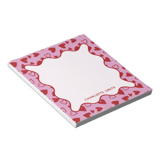 Red Pink Hearts Pattern Valentine Gift Notepad Notitieblok