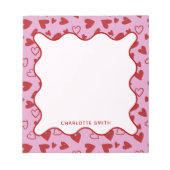Red Pink Hearts Pattern Valentine Gift Notepad Notitieblok (Voorkant)
