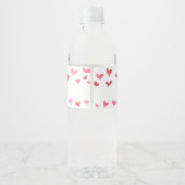 Red Pink Hearts Valentijn Baby shower Party Waterfles Etiket (Achterkant)