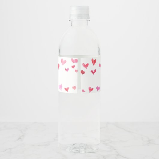 Red Pink Hearts Valentijn Baby shower Party Waterfles Etiket (Achterkant)