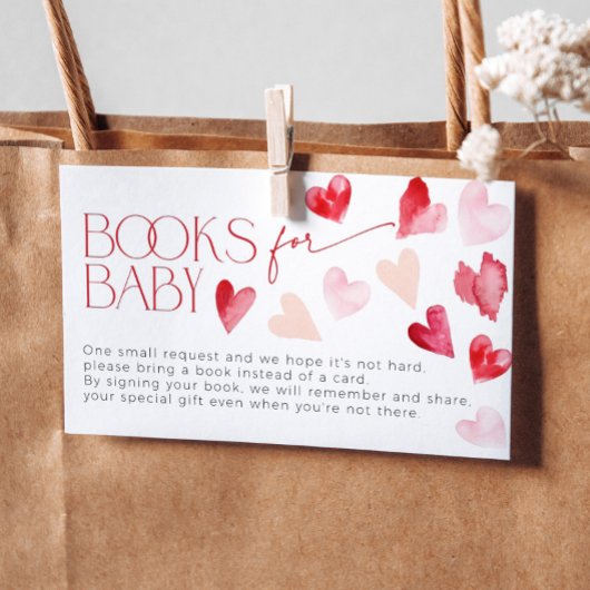 Red Pink Hearts Valentijn Boeken voor Baby Request Informatiekaartje