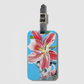 Red Pink Lily Lillies floral Blue Your Joy Bagagelabel (Voorkant (verticaal))