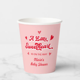 Red Pink Little Sweetheart Valentijn Baby shower Papieren Bekers