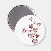 Red Pink Love Hearts Magneet (Voorkant / Achterkant)