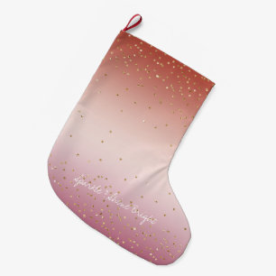 Red Pink Ombre Gold Glitter Confetti Grote Kerstsok