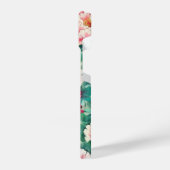 Red Pink Peonies & Green Leaves Pattern iPhone Hoesje (Linkerkant)