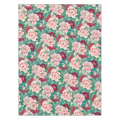 Red Pink Peonies & Green Leaves Pattern Tafelkleed (Voorkant)