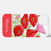 Red Pink Poppies Art Aangepaste naam Case-Mate iPhone Case (Achterkant (horizontaal))
