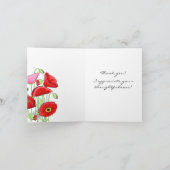 Red Pink Poppy Flowers Merci Notes (Intérieur)