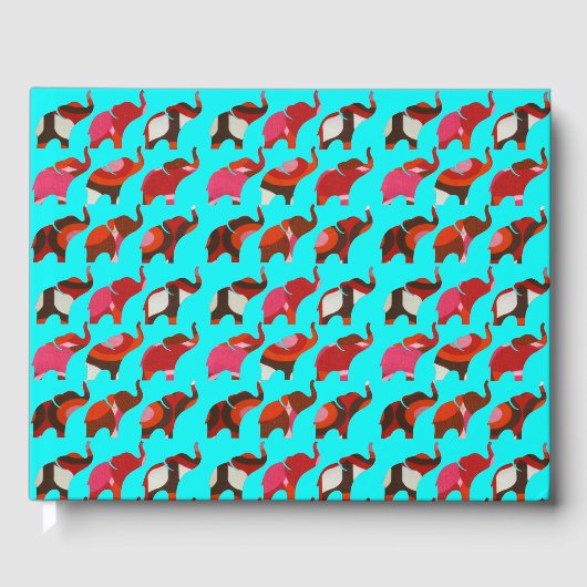 Red & Pink Retro Elephants Gastenboek (Voorkant)