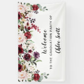 Red Pink Rose Bloemen Afstudeerfeest Welkom Spandoek (Verticaal)